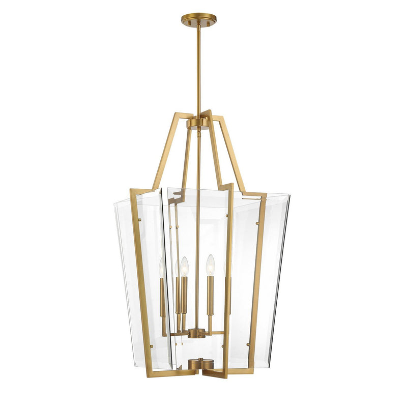 Farell 4-Light Lantern Pendant in Warm Brass