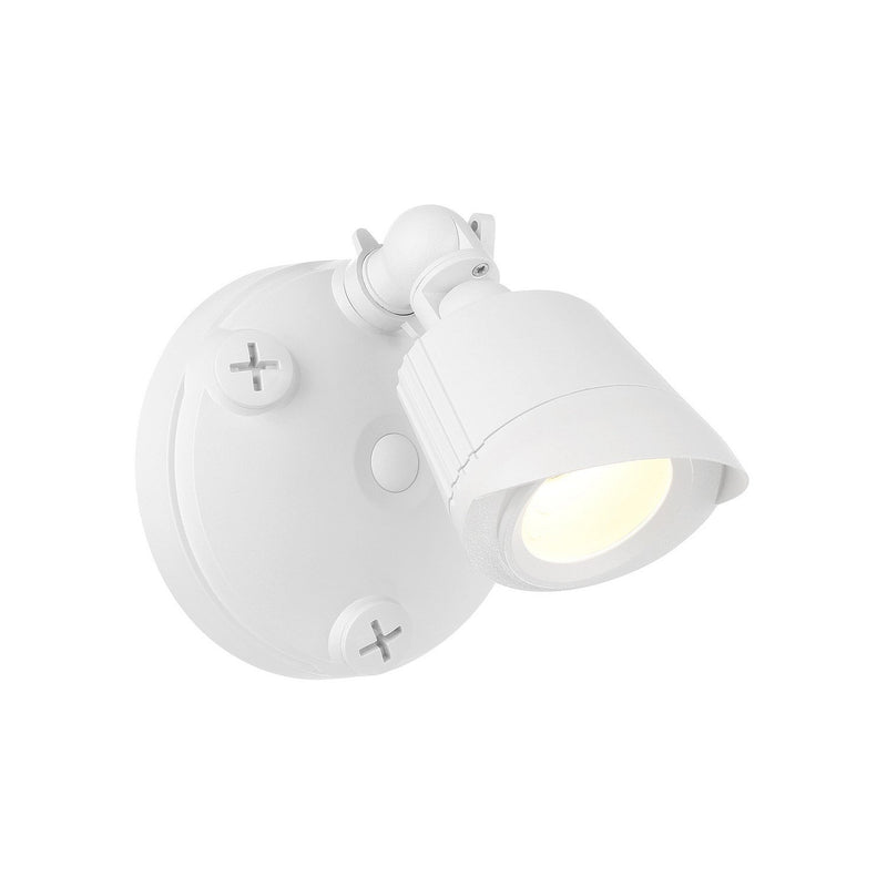 Warm White LED Single Flood Outdoor Wall Sconce in White
