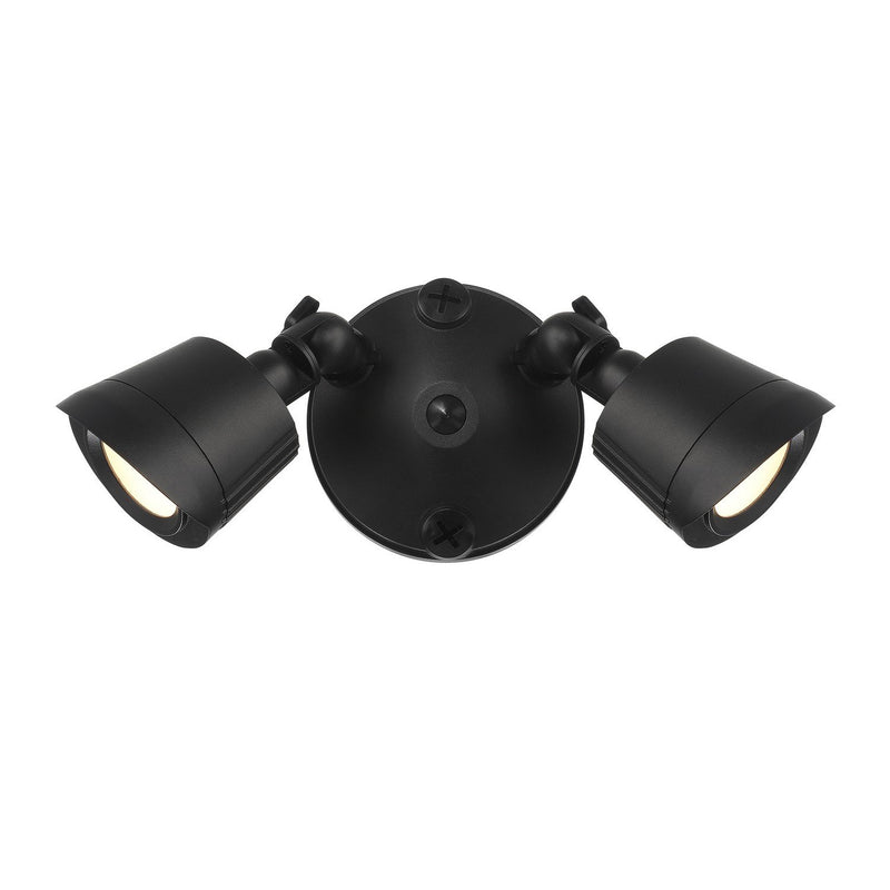 Warm White LED Double Flood Outdoor Wall Sconce in Black