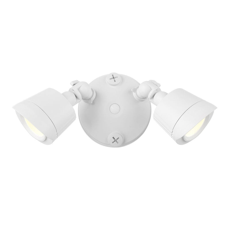 Warm White LED Double Flood Outdoor Wall Sconce in White