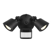Warm White LED Motion Sensor Double Flood Outdoor Wall Sconce in Black