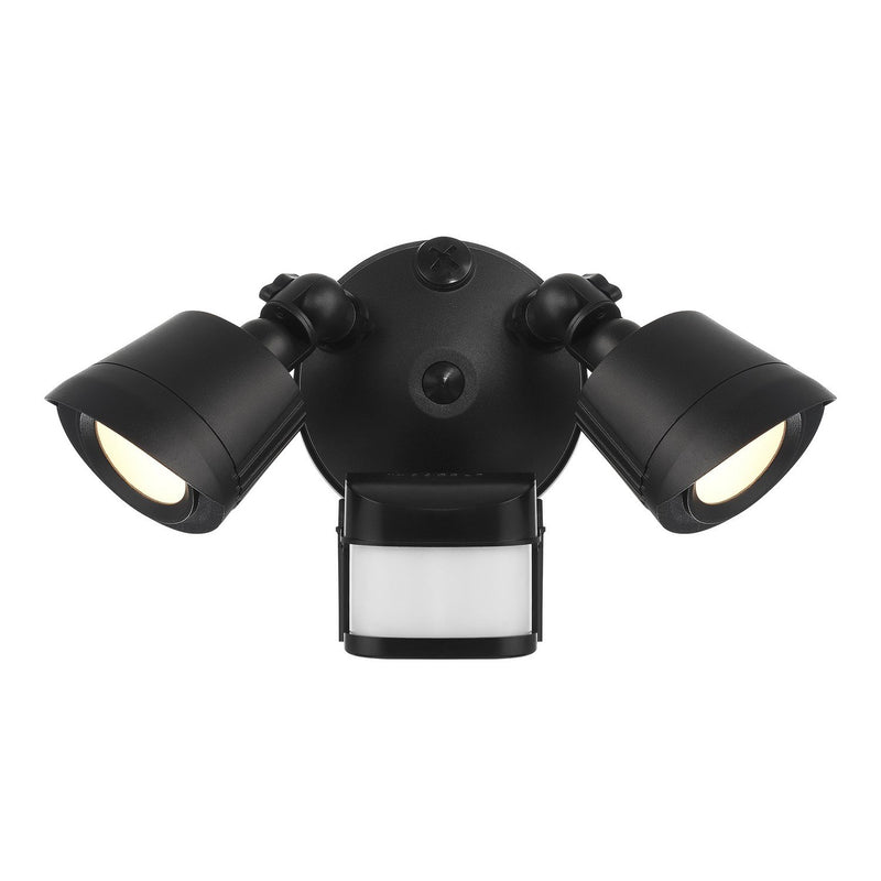 Warm White LED Motion Sensor Double Flood Outdoor Wall Sconce in Black
