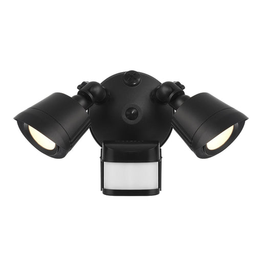 Warm White LED Motion Sensor Double Flood Outdoor Wall Sconce in Black