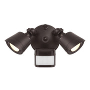 Warm White LED Motion Sensor Double Flood Outdoor Wall Sconce in Bronze