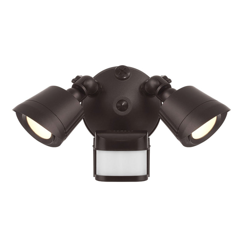 Warm White LED Motion Sensor Double Flood Outdoor Wall Sconce in Bronze