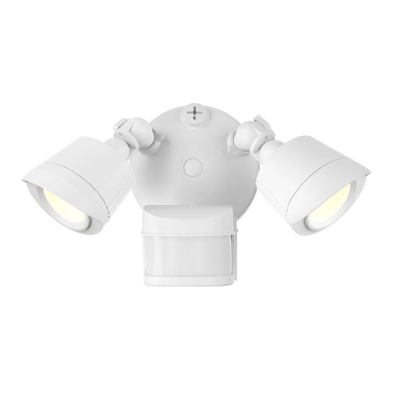 Warm White LED Motion Sensor Double Flood Outdoor Wall Sconce in White