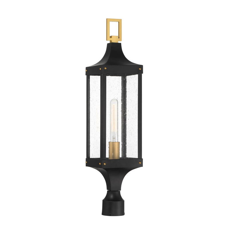 Glendale Outdoor Post Light in Matte Black and Weathered Brushed Brass