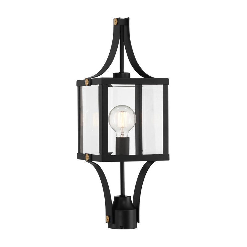 Raeburn Outdoor Post Light in Matte Black and Weathered Brushed Brass