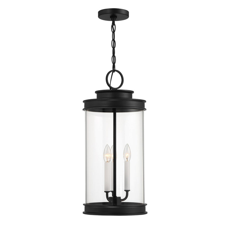 Englewood 3-Light Outdoor Lantern Pendant in Matte Black