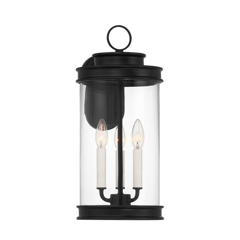 Englewood Medium 3-Light Outdoor Wall Lantern in Matte Black