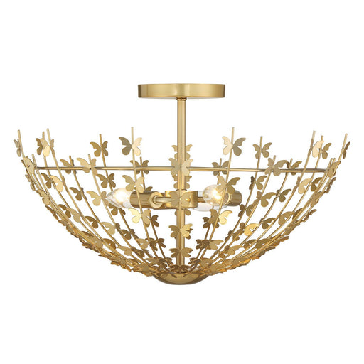 Birch 3-Light Semi-Flush Mount in Burnished Brass