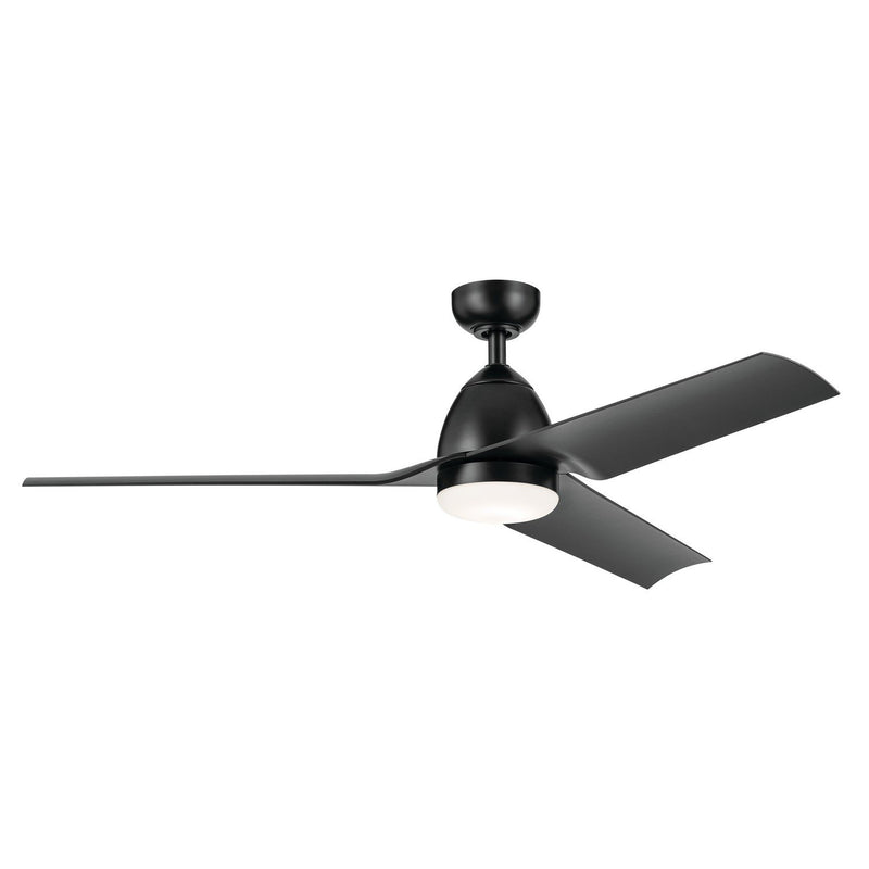 Fit 54" Outdoor Ceiling Fan with Light in Satin Black