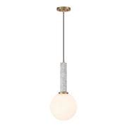 Callaway Pendant in White Marble with Warm Brass