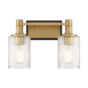 Concord 2-Light Bath Vanity Light in Matte Black with Warm Brass