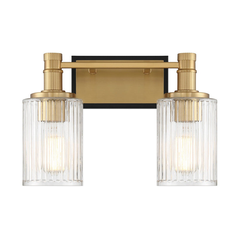 Concord 2-Light Bath Vanity Light in Matte Black with Warm Brass