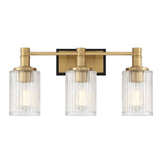 Concord 3-Light Bath Vanity Light in Matte Black with Warm Brass