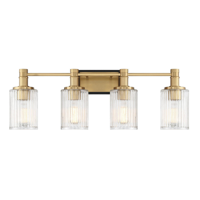 Concord 4-Light Bath Vanity Light in Matte Black with Warm Brass