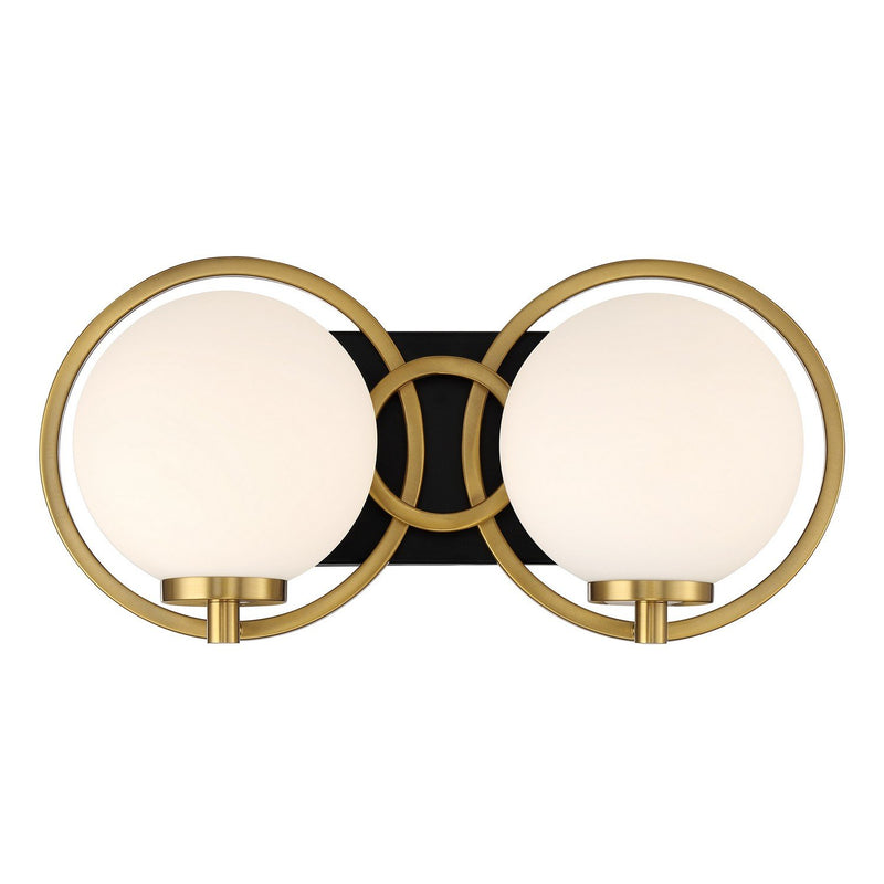 Alhambra 2-Light Bath Vanity Light in Matte Black with Warm Brass