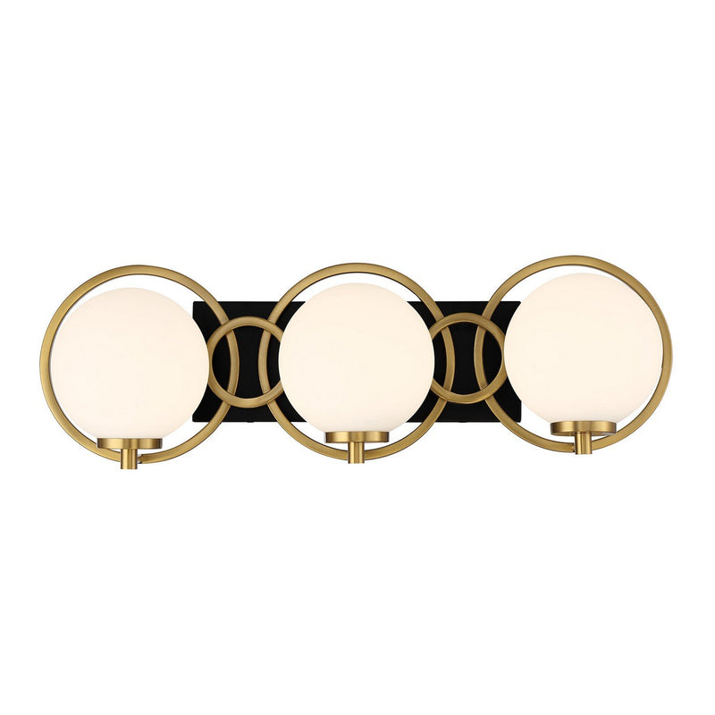 Alhambra 3-Light Bath Vanity Light in Matte Black with Warm Brass