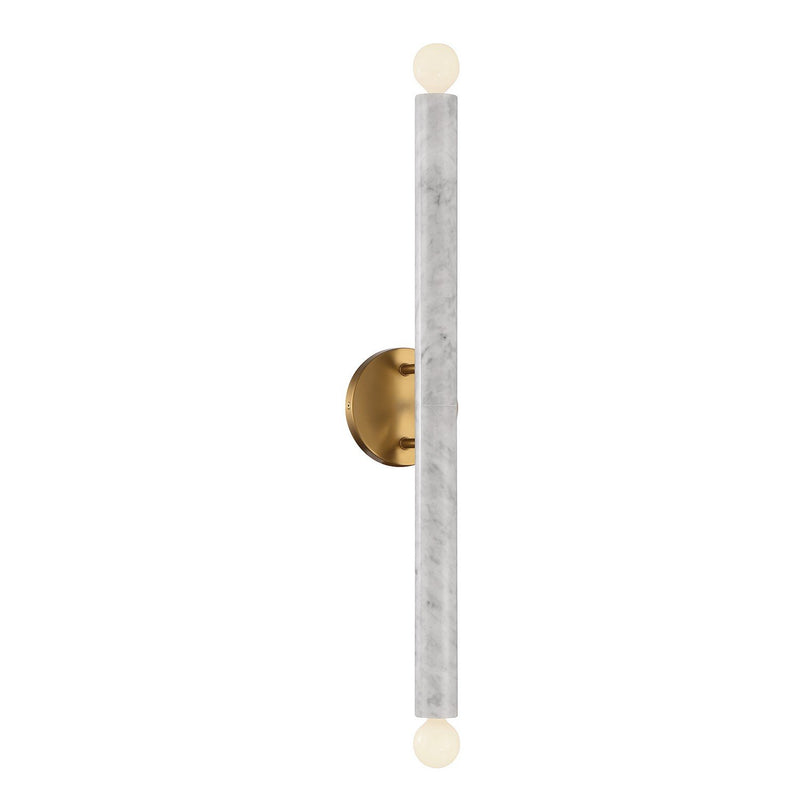 Callaway 2-Light Wall Sconce in White Marble with Warm Brass