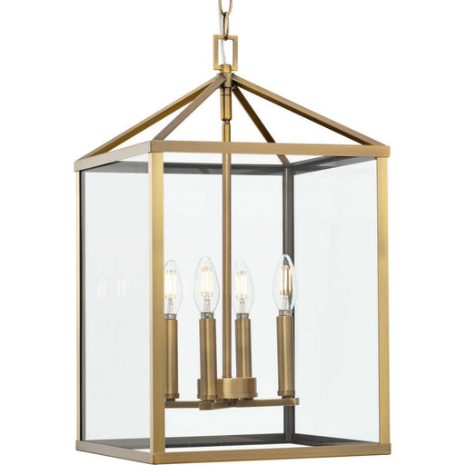 Hillcrest Small 4-Light Lantern Pendant in Vintage Brass
