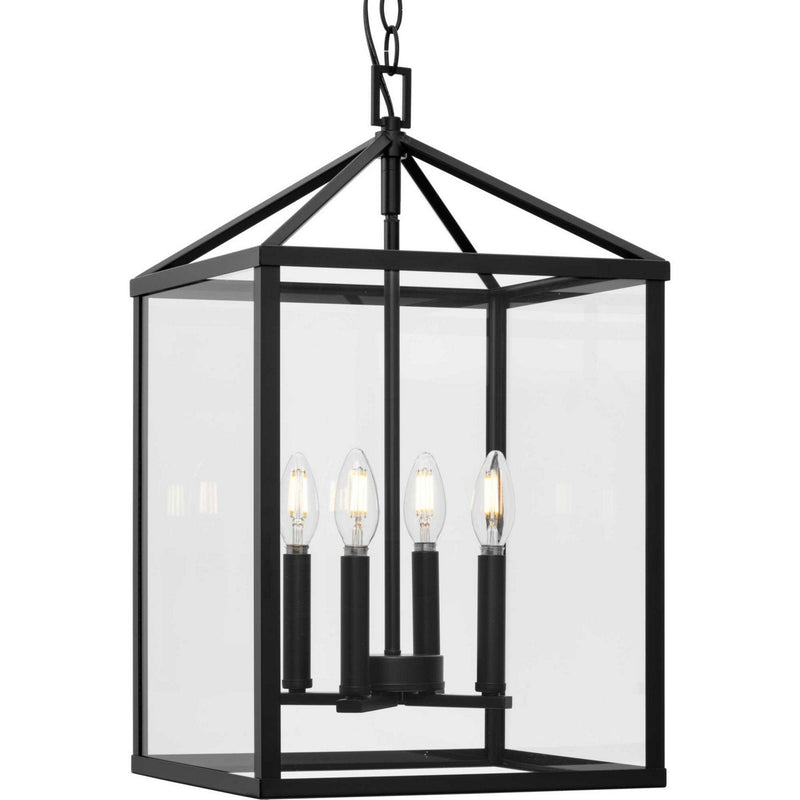 Hillcrest Small 4-Light Lantern Pendant in Matte Black