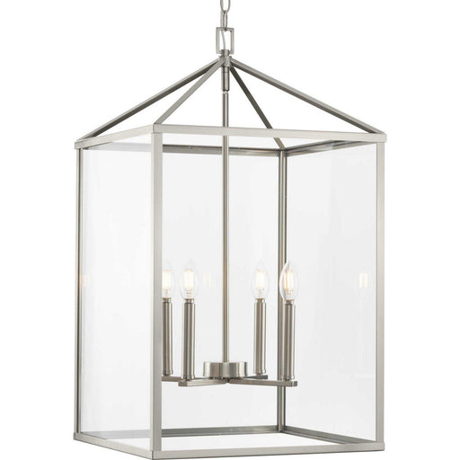 Hillcrest Large 4-Light Lantern Pendant in Brushed Nickel