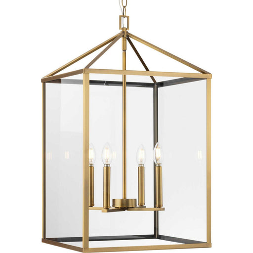 Hillcrest Large 4-Light Lantern Pendant in Vintage Brass