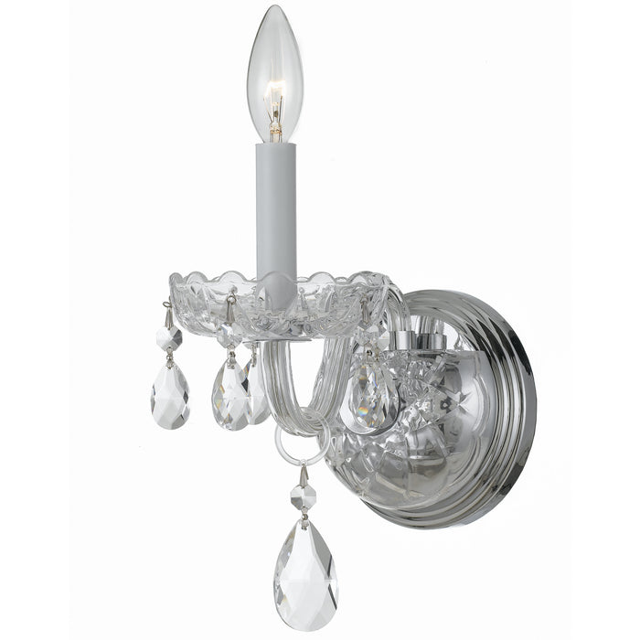Traditional Crystal 1 Light Wall Mount in Polished Chrome with Clear Hand Cut Crystal