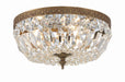 3 Light Ceiling Mount in Olde Brass with Clear Hand Cut Crystal