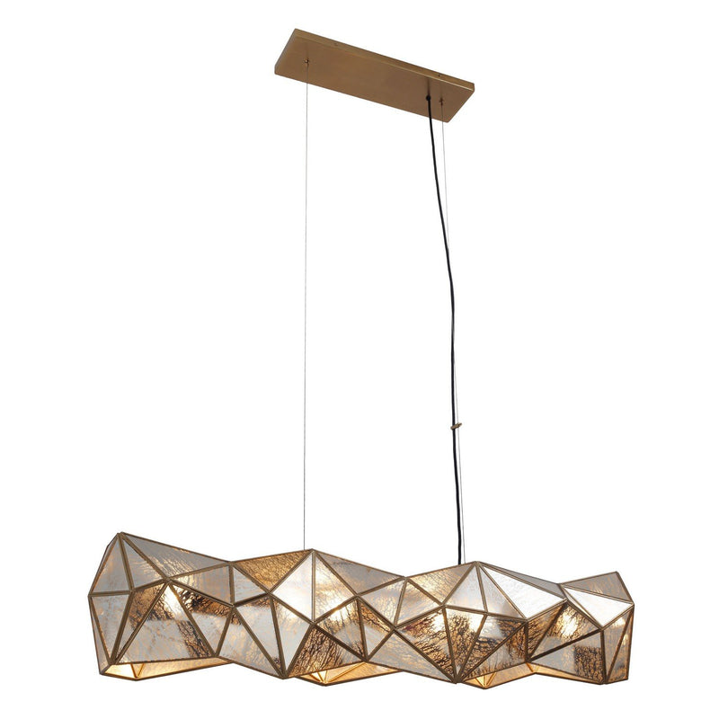 Geo-Gem 6-Light Linear Pendant in Artisan Brass