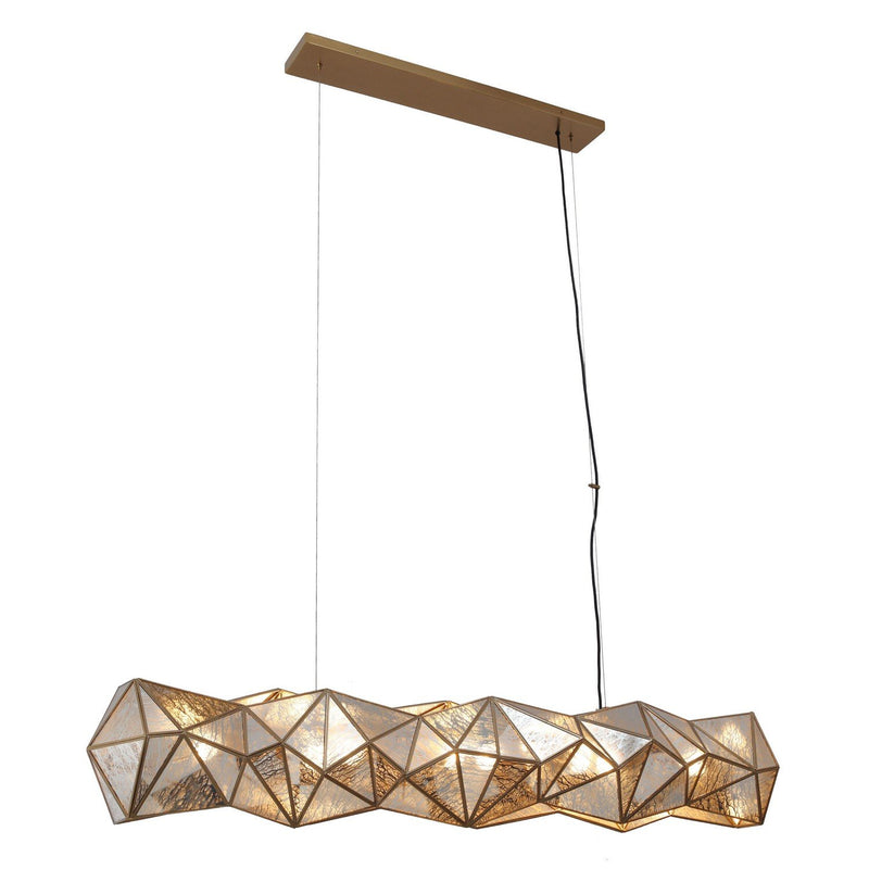 Geo-Gem 8-Light Linear Pendant in Artisan Brass