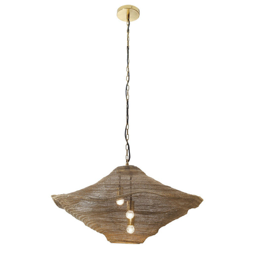 Marseille 3-Light 34" Pendant in Gilded Brass