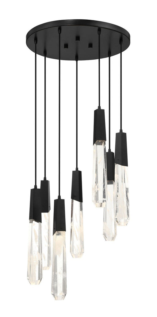 Drifting Droplets 7-Light LED Pendant in Coal Black