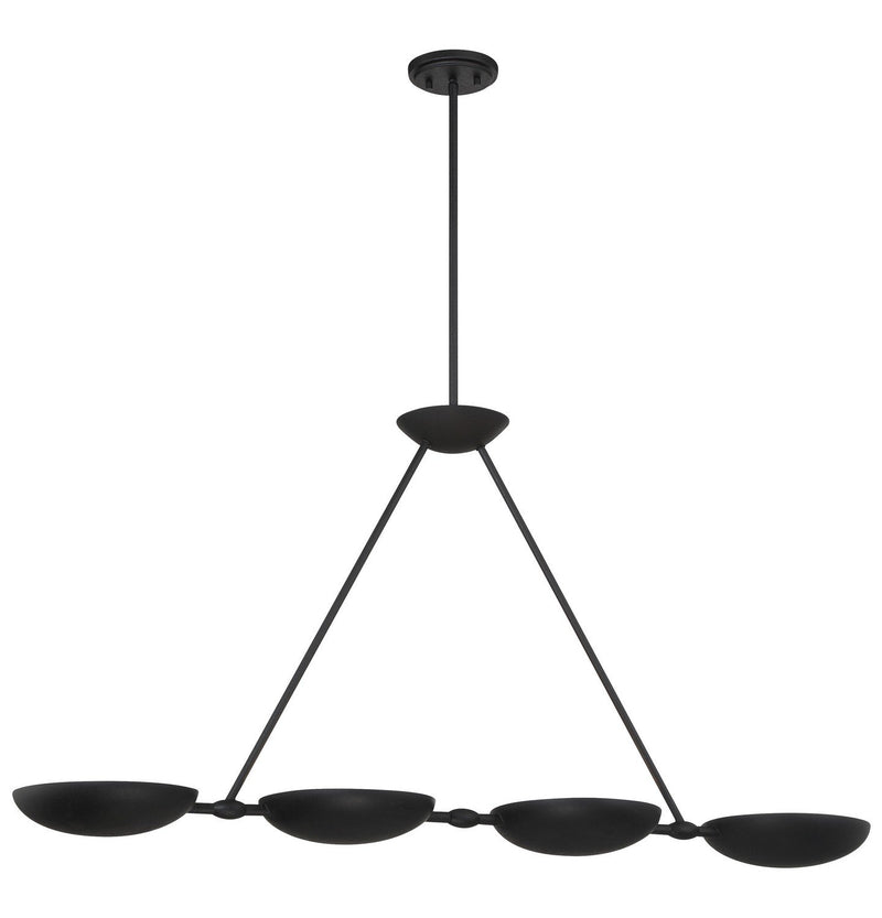 Undertas 4-Light Linear Chandelier in Textured Coal Black