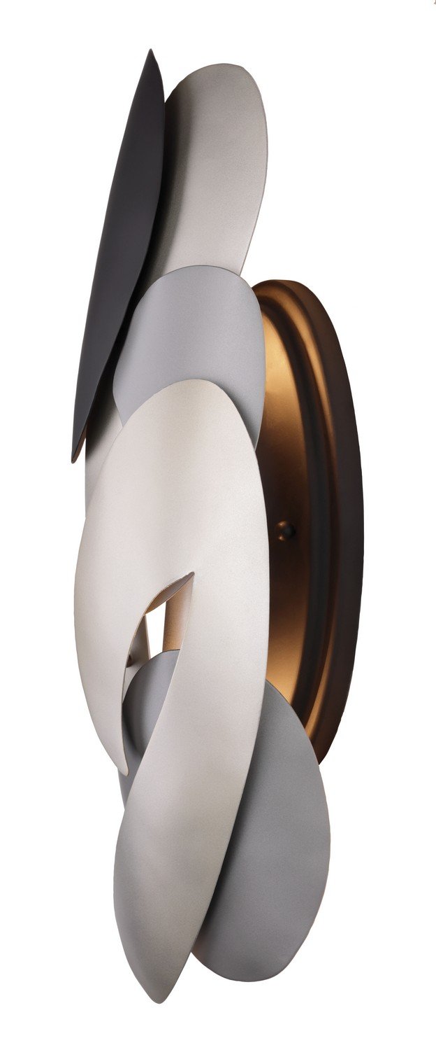 Metalo Misto 2-Light Wall Sconce in Coal Black with Atlas and Midnight Silver