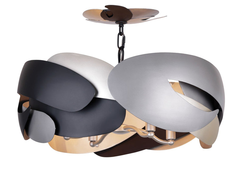 Metalo Misto 4-Light Semi-Flush Mount in Coal Black with Atlas and Midnight Silver