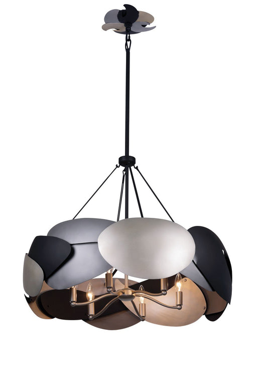 Metalo Misto 6-Light Chandelier in Coal Black with Atlas and Midnight Silver
