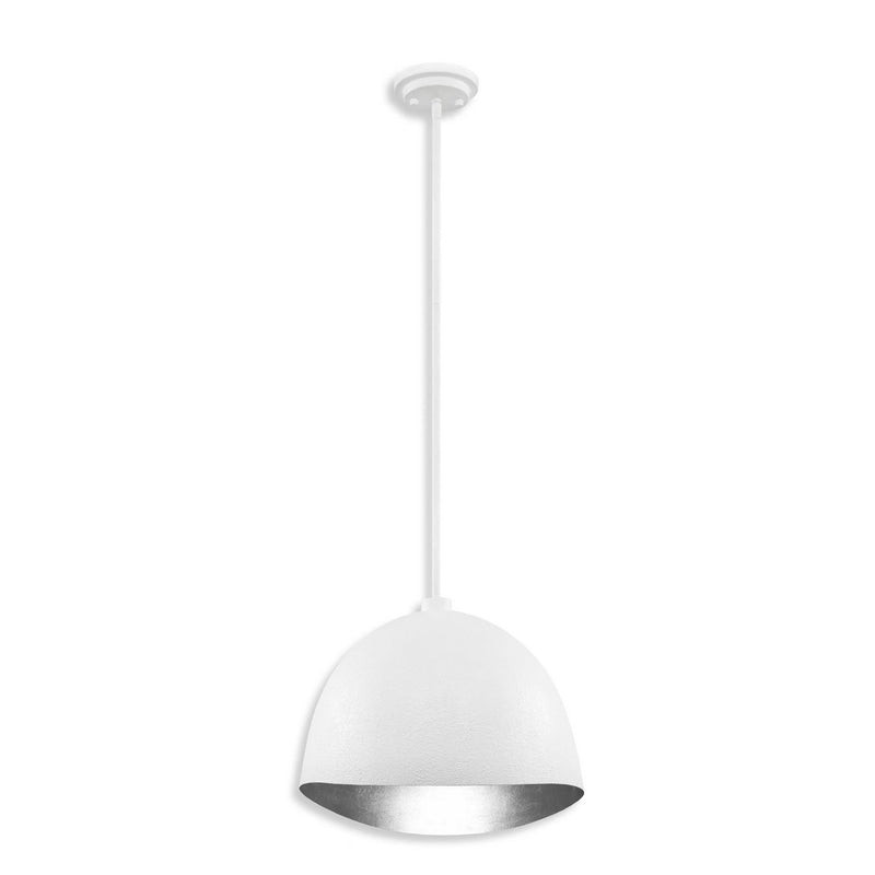 Eclos 16" Pendant in Textured White with Silver Leaf
