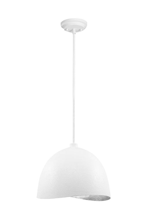 Eclos 1-Light Pendant in Textured White with Silver Leaf - Lamps Expo