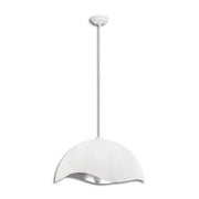 Eclos 24" Pendant in Textured White with Silver Leaf