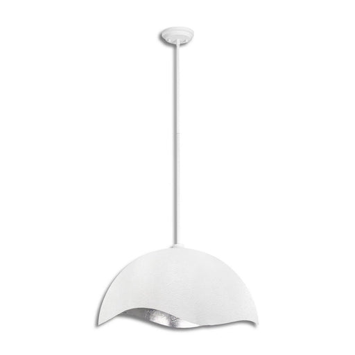 Eclos 24" Pendant in Textured White with Silver Leaf