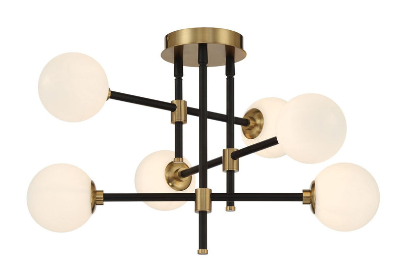 Cosmet 6-Light Flush Mount in Coal and Aged Brass