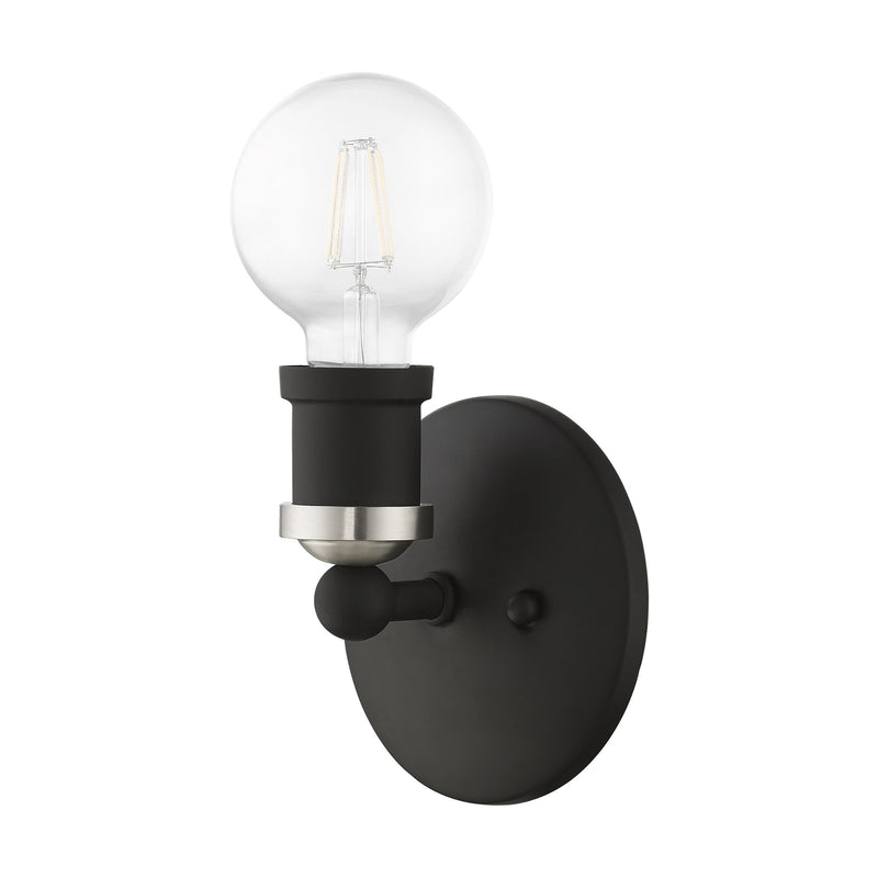 Lansdale ADA Bath Sconce in Black with Brushed Nickel Accents