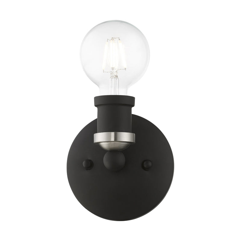 Lansdale ADA Bath Sconce in Black with Brushed Nickel Accents
