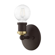 Lansdale ADA Bath Sconce in Bronze with Antique Brass Accents