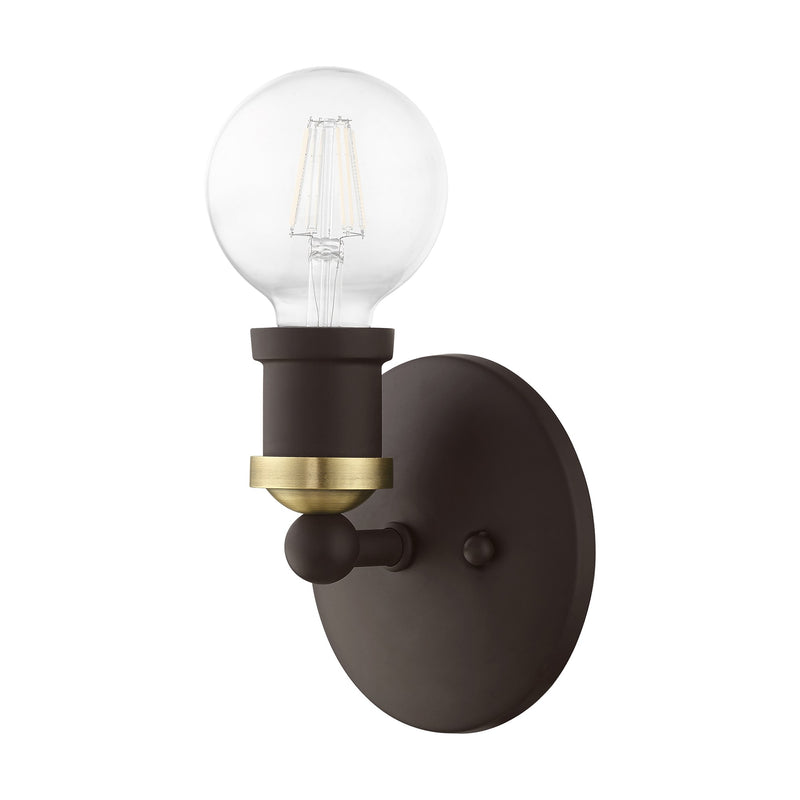 Lansdale ADA Bath Sconce in Bronze with Antique Brass Accents