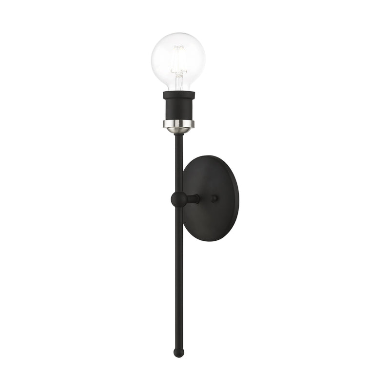 Lansdale ADA Wall Sconce in Black with Brushed Nickel Accents