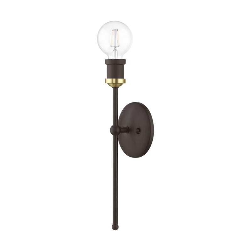 Lansdale ADA Wall Sconce in Bronze with Antique Brass Accents