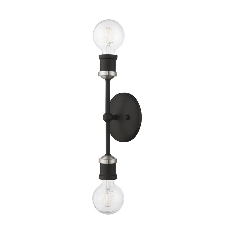 Lansdale 2-Light ADA Bath Vanity Light in Black with Brushed Nickel Accents